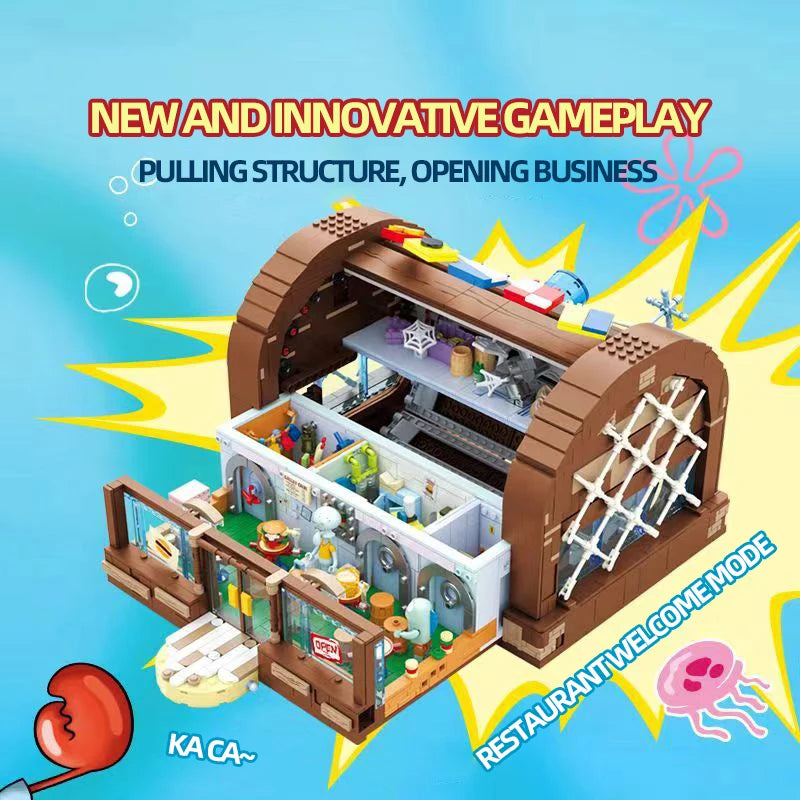 SpongeBob Krusty Krab Building Blocks – Creative Restaurant Scene Model Set for Kids