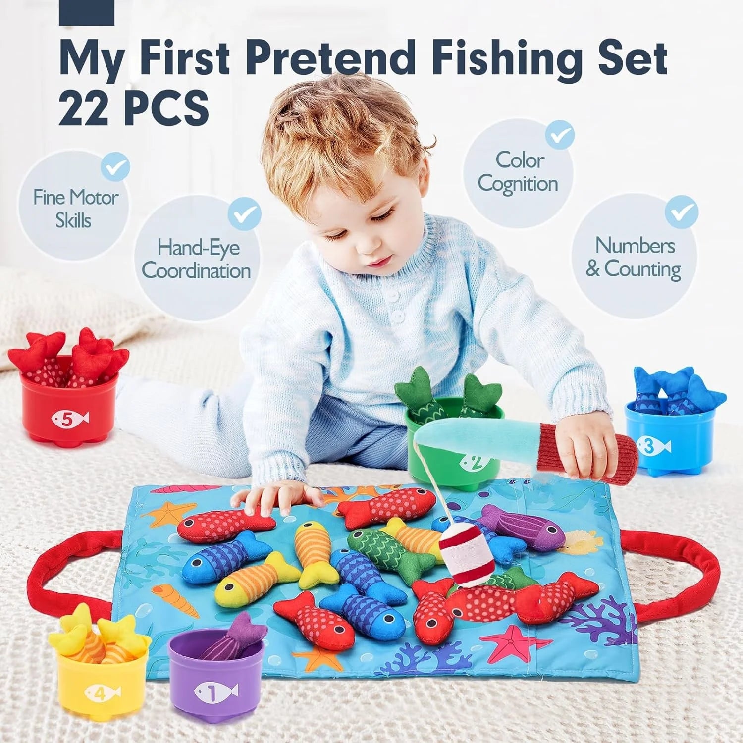 Montessori Toddler Fishing & Stacking Toy – Color & Number Learning Game  🎣🧩
