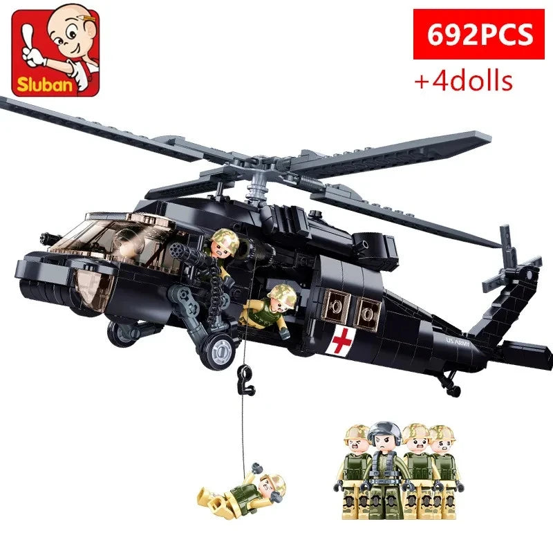 692PCS Military UH-60L Medical Rescue Helicopter Building Blocks Set 🚁