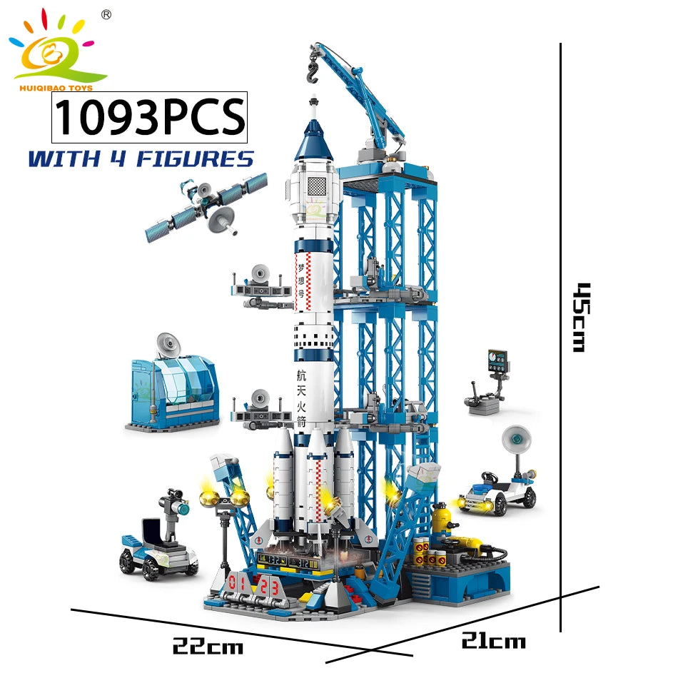 HUIQIBAO Space Rocket Building Blocks with Astronaut Figure
