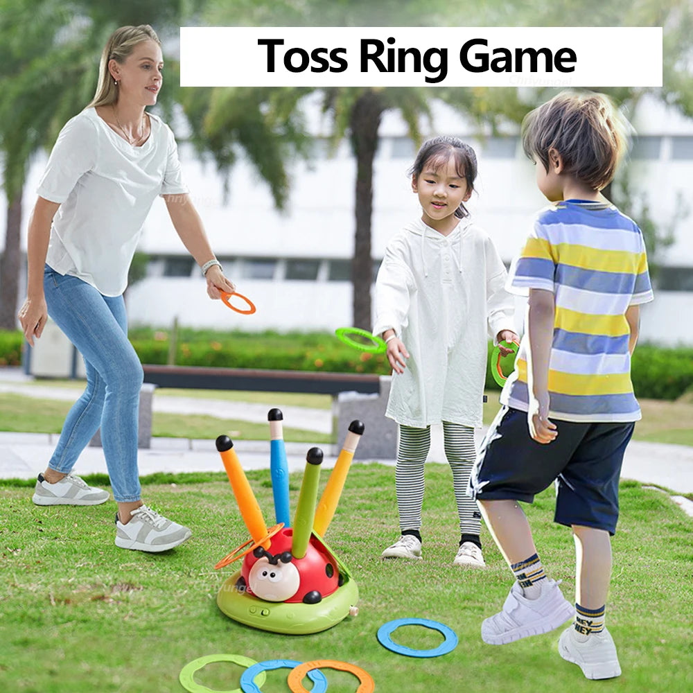 Musical Jump & Toss Ring Game with Rocket Launcher – Outdoor Kids Toy