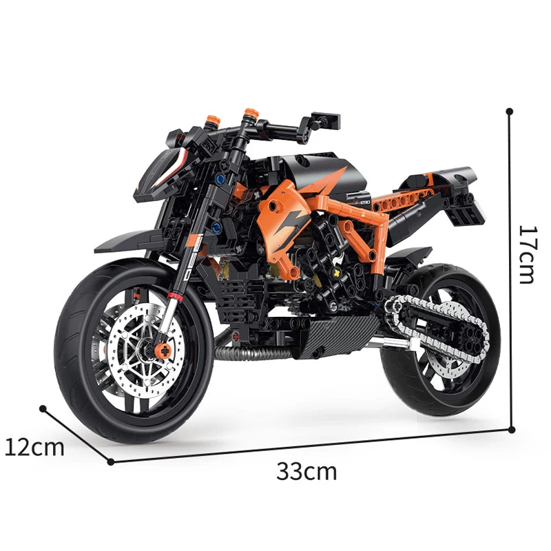 1:8 Racing Motorbike Building Blocks – 529 PCS Technical MOC Model Set