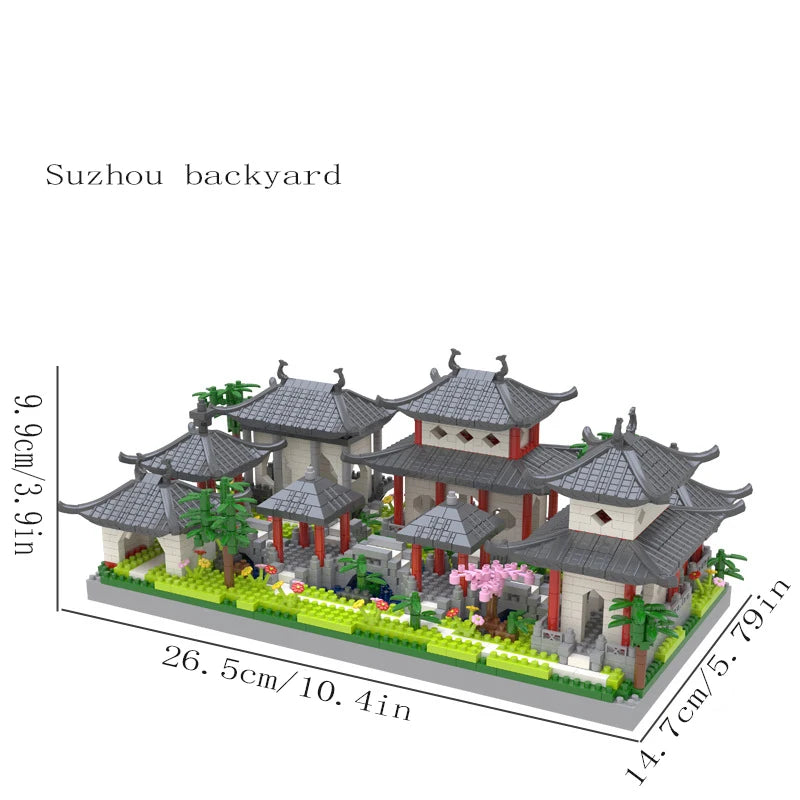 Suzhou Garden Micro Bricks Building Set – Mini Architecture Puzzle | Chinese Classical Garden Model Toy | Micro Particle Assembly Kit