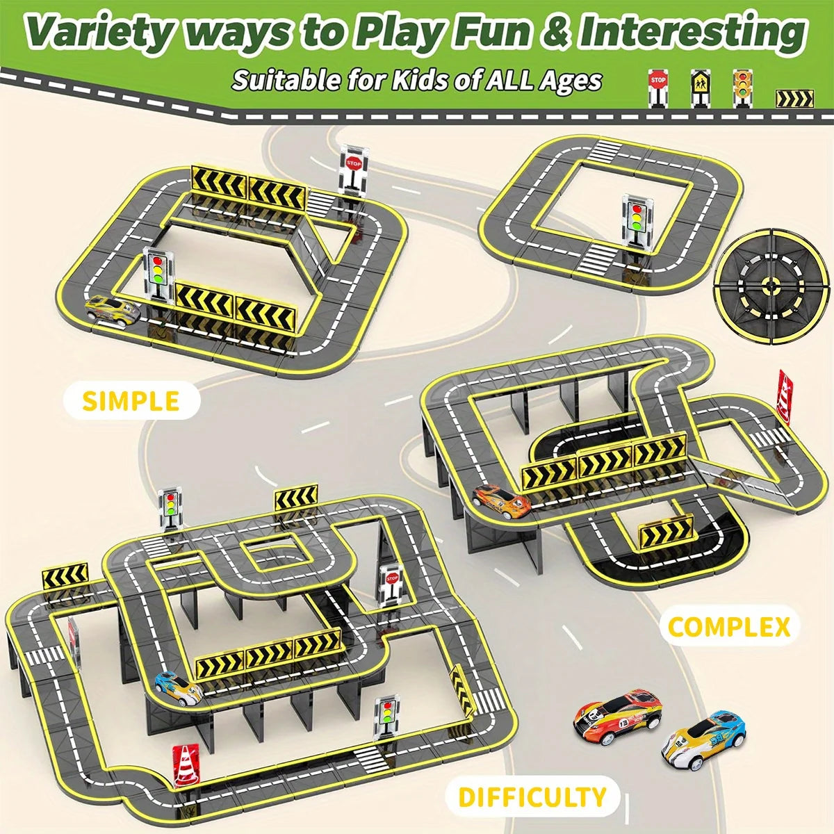 Magnetic Crane Car & Road Building Set – Educational Construction Toy for Kids