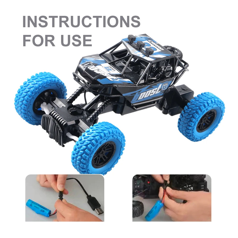 Remote Control Off-Road Car for Kids with Flashing LED Lights, Rubber Wheels, 360° Stunt RC Toy, Christmas Gift
