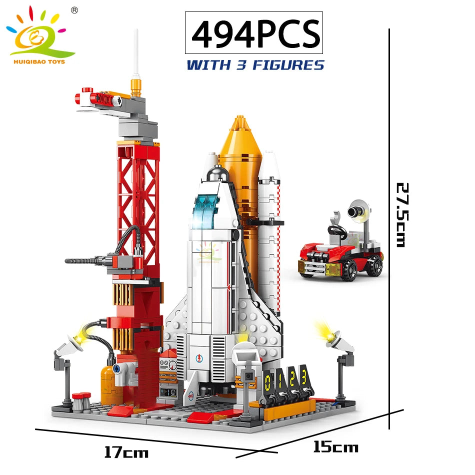 HUIQIBAO Space Rocket Building Blocks with Astronaut Figure