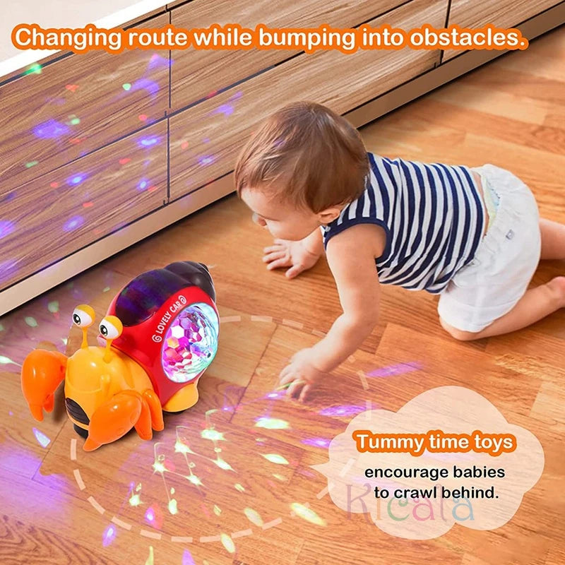 Crawling Crab Baby Toy with Music & Lights • Interactive Moving Toddler Toy • Dancing Sensory Learning Toy for 0–12 Months