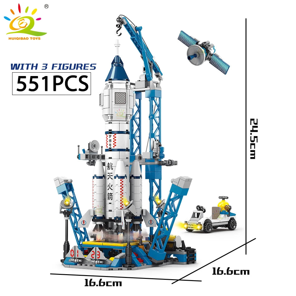 HUIQIBAO Space Rocket Building Blocks with Astronaut Figure