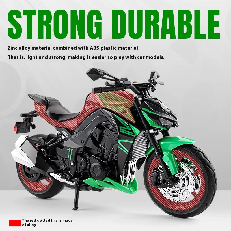 1:12 Kawasaki Z1000 Alloy Motorcycle Model – Simulation Street Bike Toy for Kids & Collectors