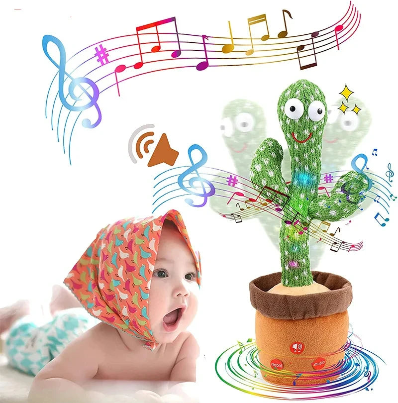 Dancing Talking Cactus Toy | Repeat Voice, Sing & Dance Plush Interactive Toy for Kids