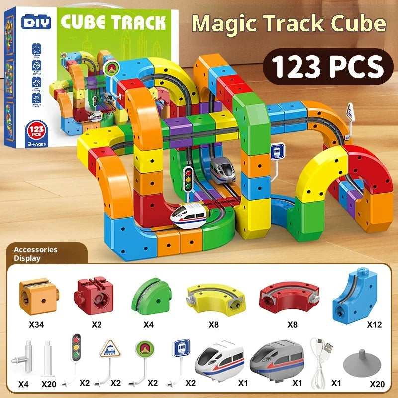 Electric Magnetic Anti-Gravity Track Set – 100+ PCS STEM Railway Building Toy