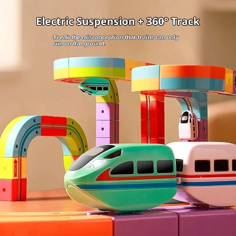 Electric Magnetic Anti-Gravity Track Set – 100+ PCS STEM Railway Building Toy