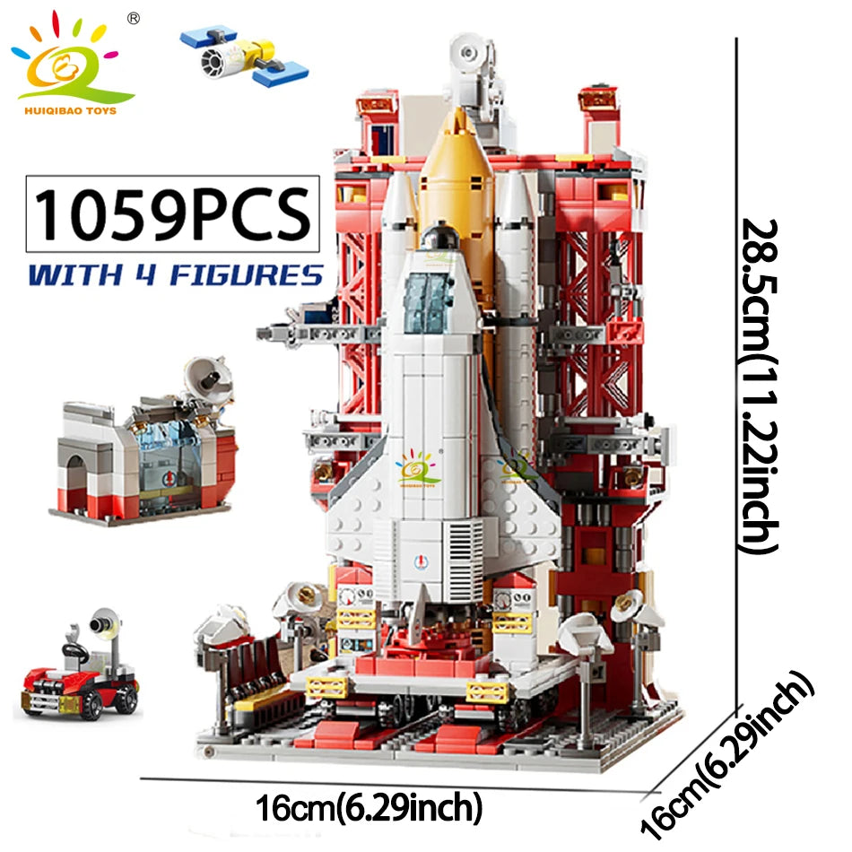 HUIQIBAO Space Rocket Building Blocks with Astronaut Figure