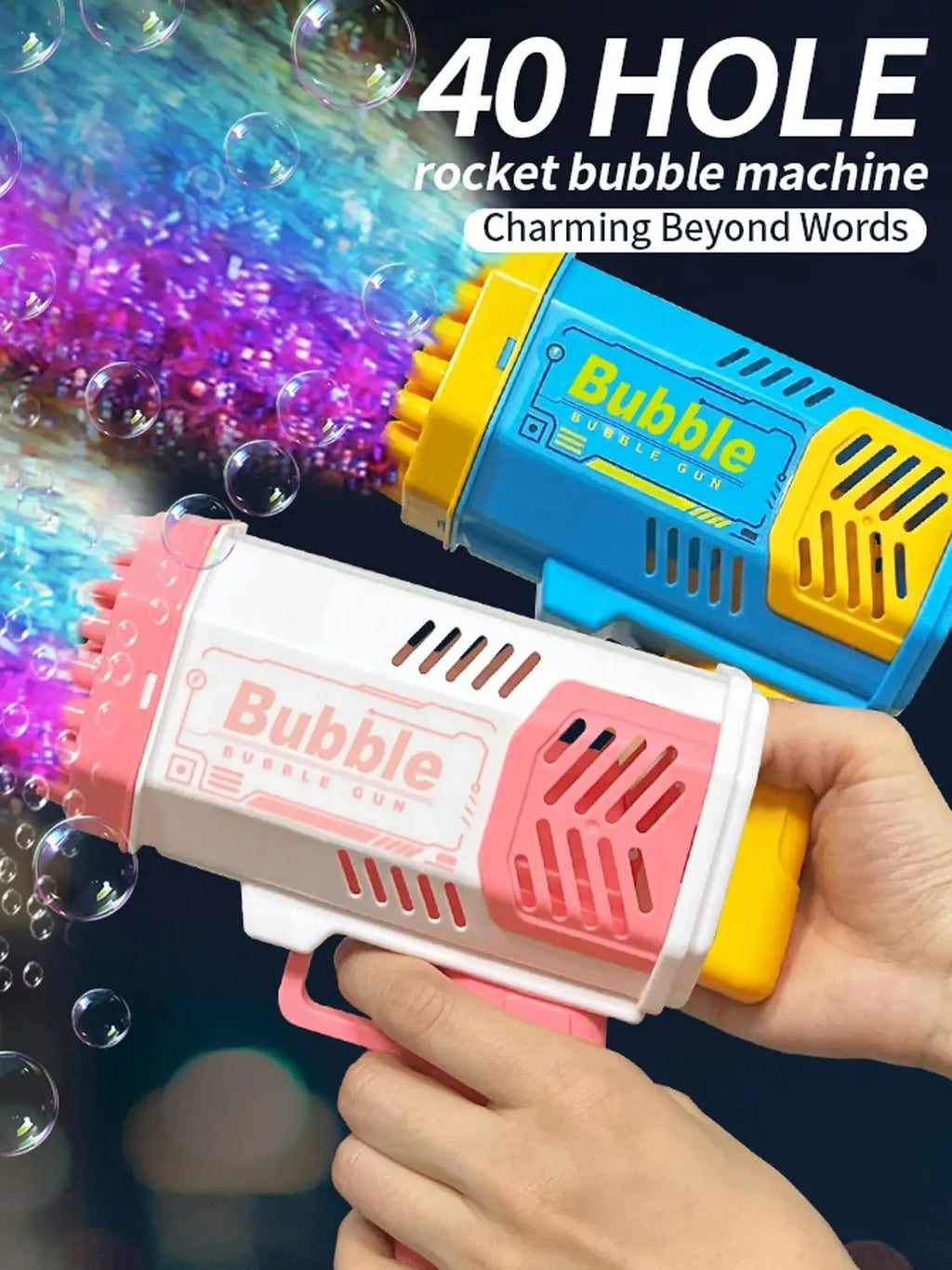 Hole Bubble Machine with LED | Automatic Bubble Blower (No Battery) | Outdoor Kids Bubble Toy | Manual Bubble Maker for Parties & Play-40