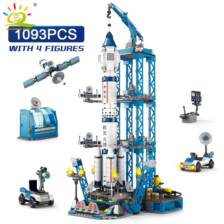 HUIQIBAO Space Rocket Building Blocks with Astronaut Figure