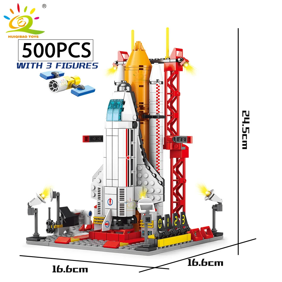 HUIQIBAO Space Rocket Building Blocks with Astronaut Figure