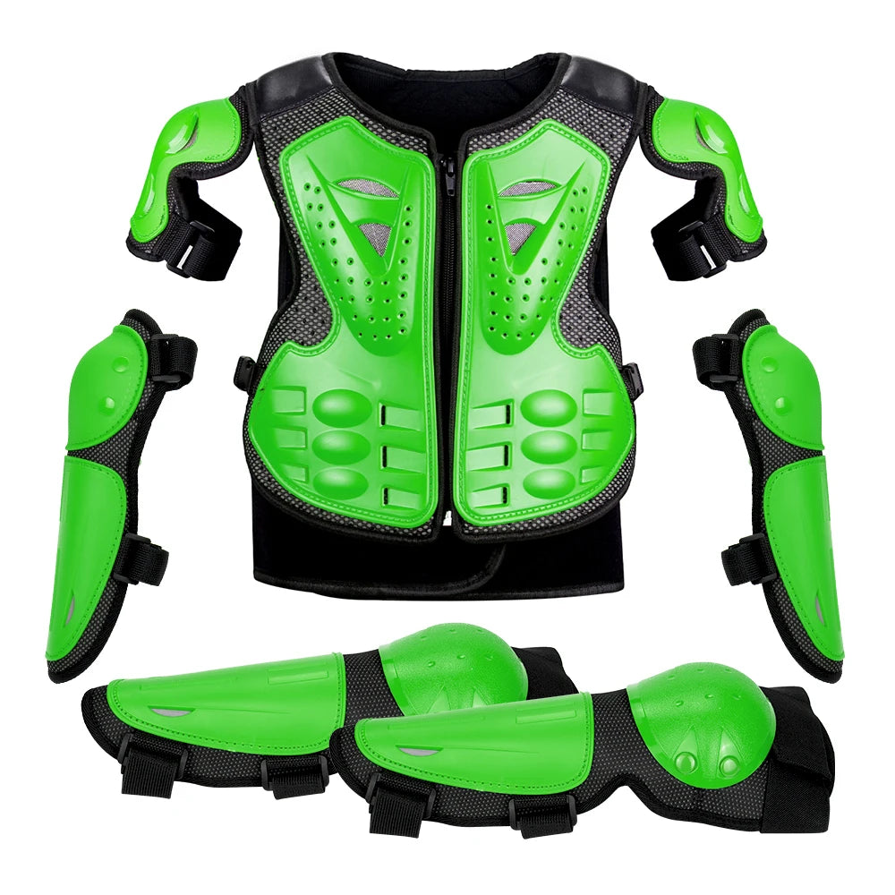 Kids Motocross Motorcycle Protective Armor Set – Body Vest & Kneepads fo