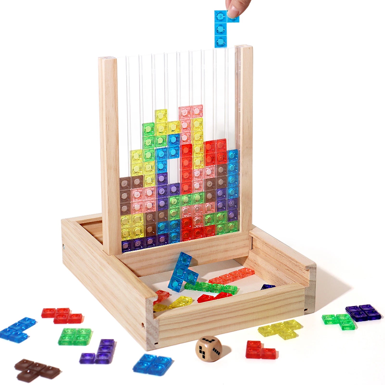 Transparent Tetris Puzzle – Brain Training Logic Game, 2-Player Educational Toy 3D