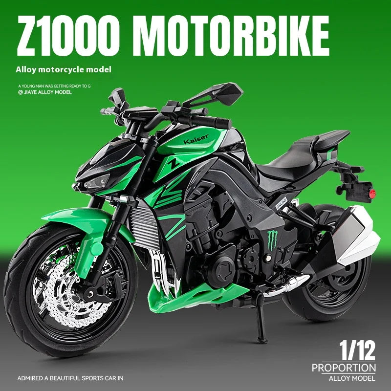 1:12 Kawasaki Z1000 Alloy Motorcycle Model – Simulation Street Bike Toy for Kids & Collectors