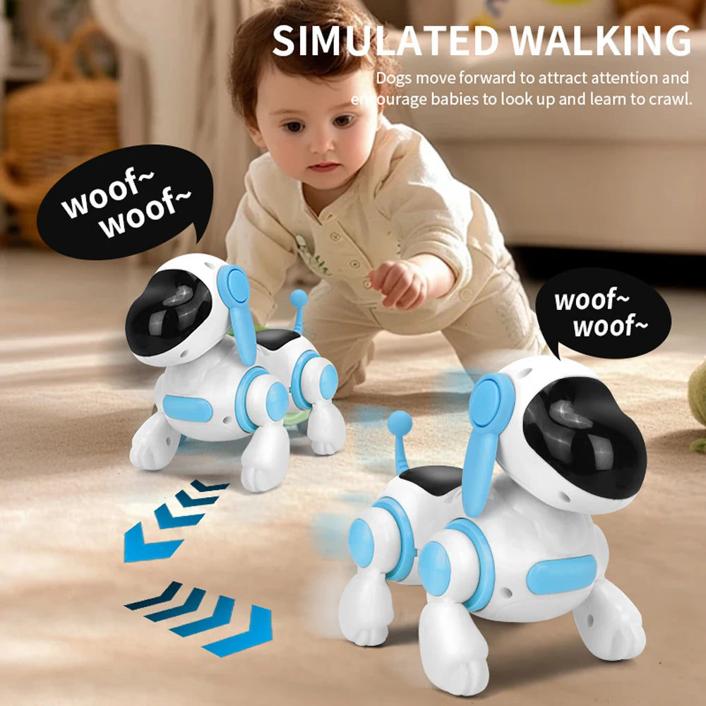 Smart Interactive Robotic Dog – Simulated Walking, Lights, Sound, Music, Educational Crawling & Singing Toy for Kids