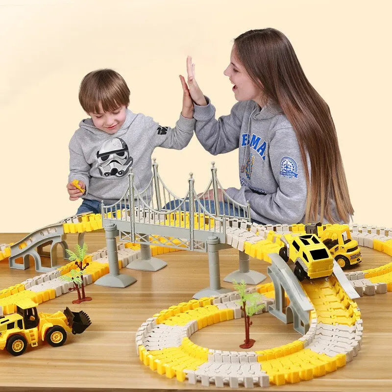 Kids Electric Engineering Track Car Set – Puzzle Train Play Toy