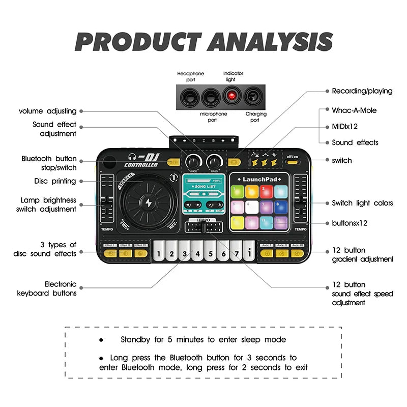 Kids DJ Mixer Toy – Multifunctional Music Controller with Effects 🎵