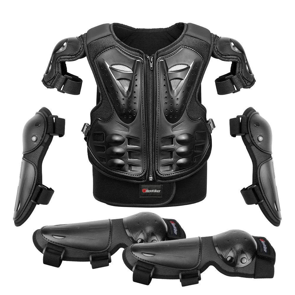 Kids Motocross Motorcycle Protective Armor Set – Body Vest & Kneepads fo