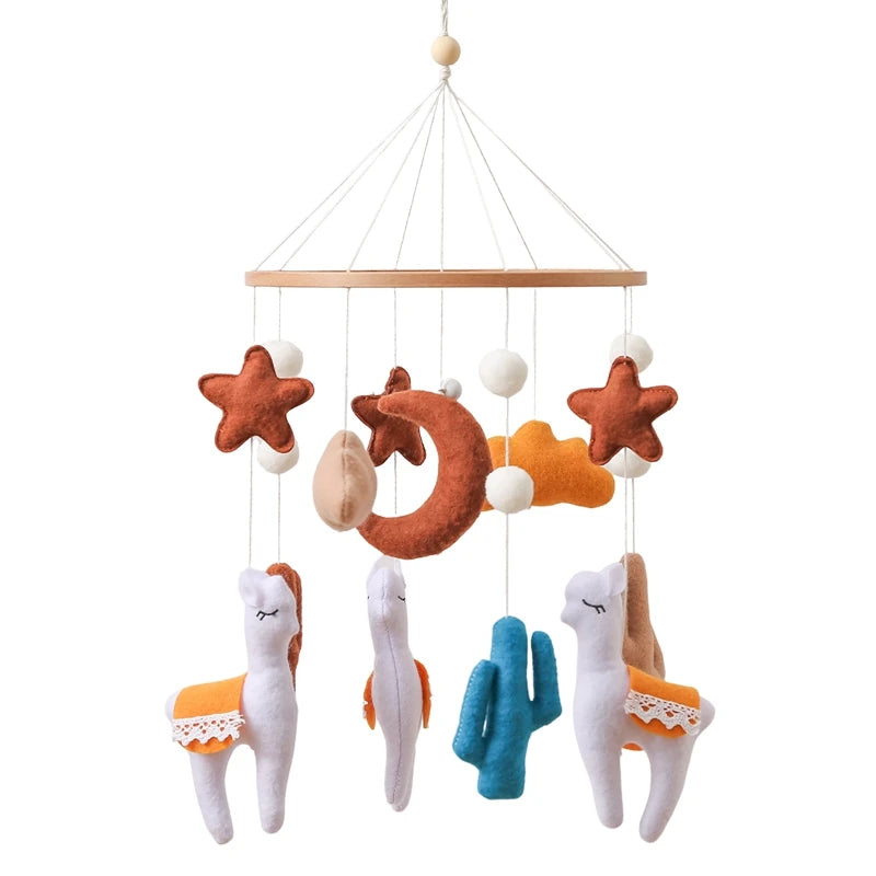 Premium Wooden Baby Crib Mobile with Felt Bear – Music Box Bed Bell, Nursery Hanging Mobile & Bracket for Newborns