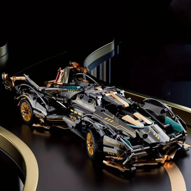 Green Racing Car Building Kit 1690 PCS | Collector Model, ABS Block Assembly, Display Desk Decor for Home & Office