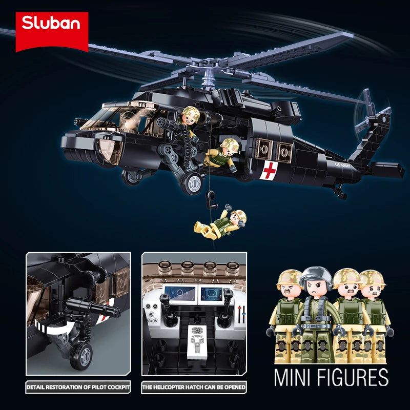 692PCS Military UH-60L Medical Rescue Helicopter Building Blocks Set 🚁