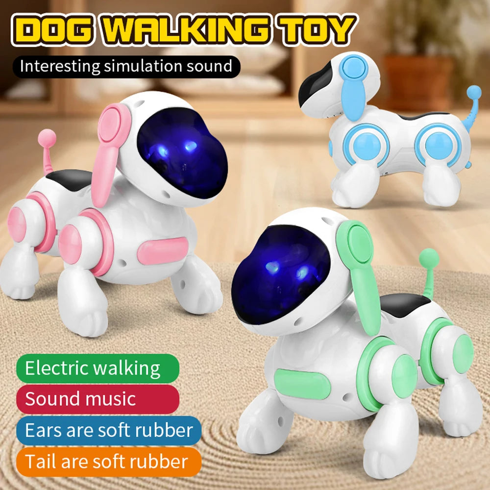 Smart Interactive Robotic Dog – Simulated Walking, Lights, Sound, Music, Educational Crawling & Singing Toy for Kids