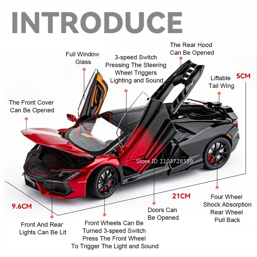 1:24 REVUELTO Diecast Supercar – Alloy Model with Sound, Light & Pull-Back