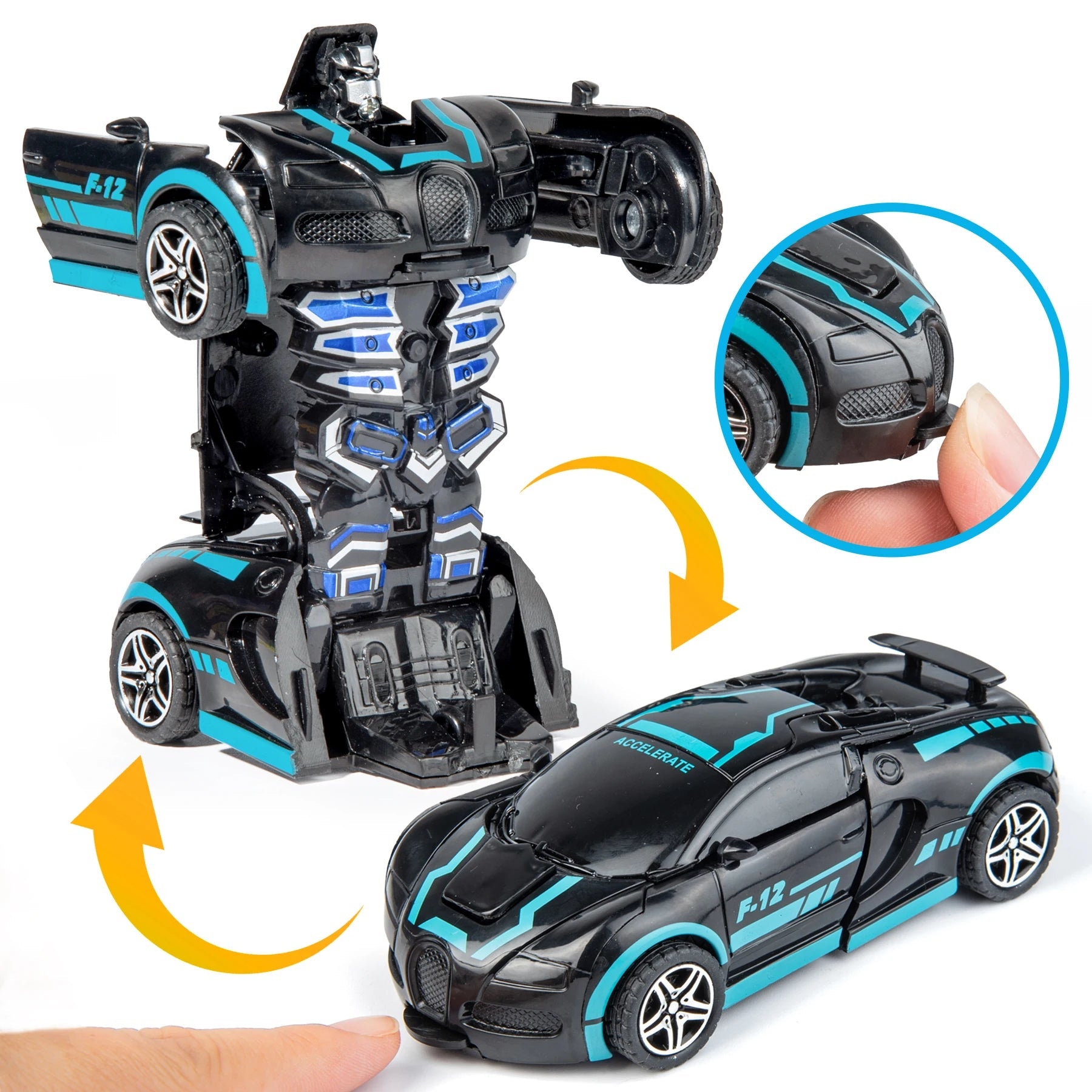 Transformable Robot Sports Car Toy | No Battery Educational Colorful Vehicle for Kids