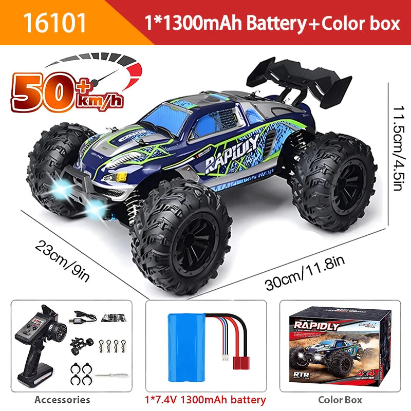 SCY 16102 1:16 4WD RC Car – 50KM/H High-Speed Drift Truck with LED Lights