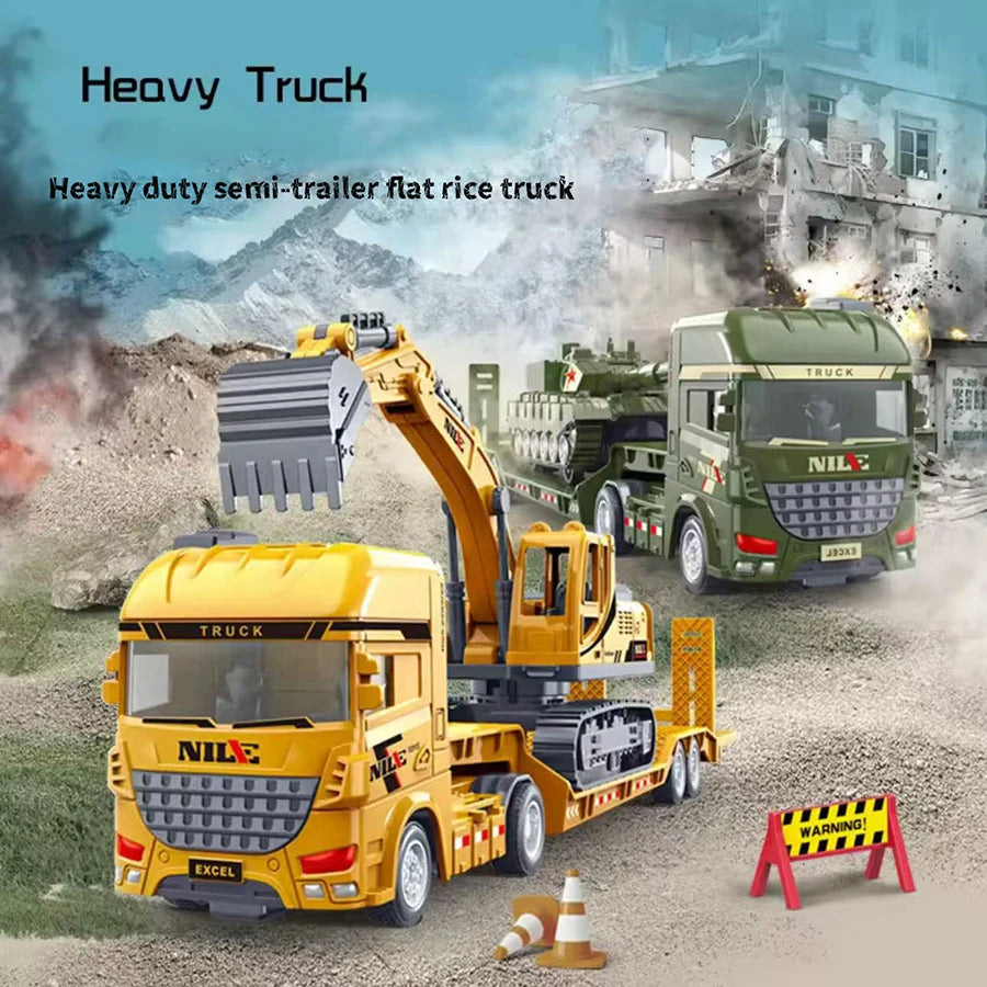 Inertial Excavator Transport Truck Toy – STEM Construction Vehicle Playset for Kids, Push & Go Battery-Free Engineering Car