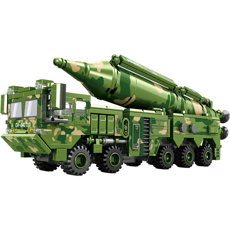WWII Missile Launcher Military Truck Building Blocks – Vehicle Model Toy for Kids
