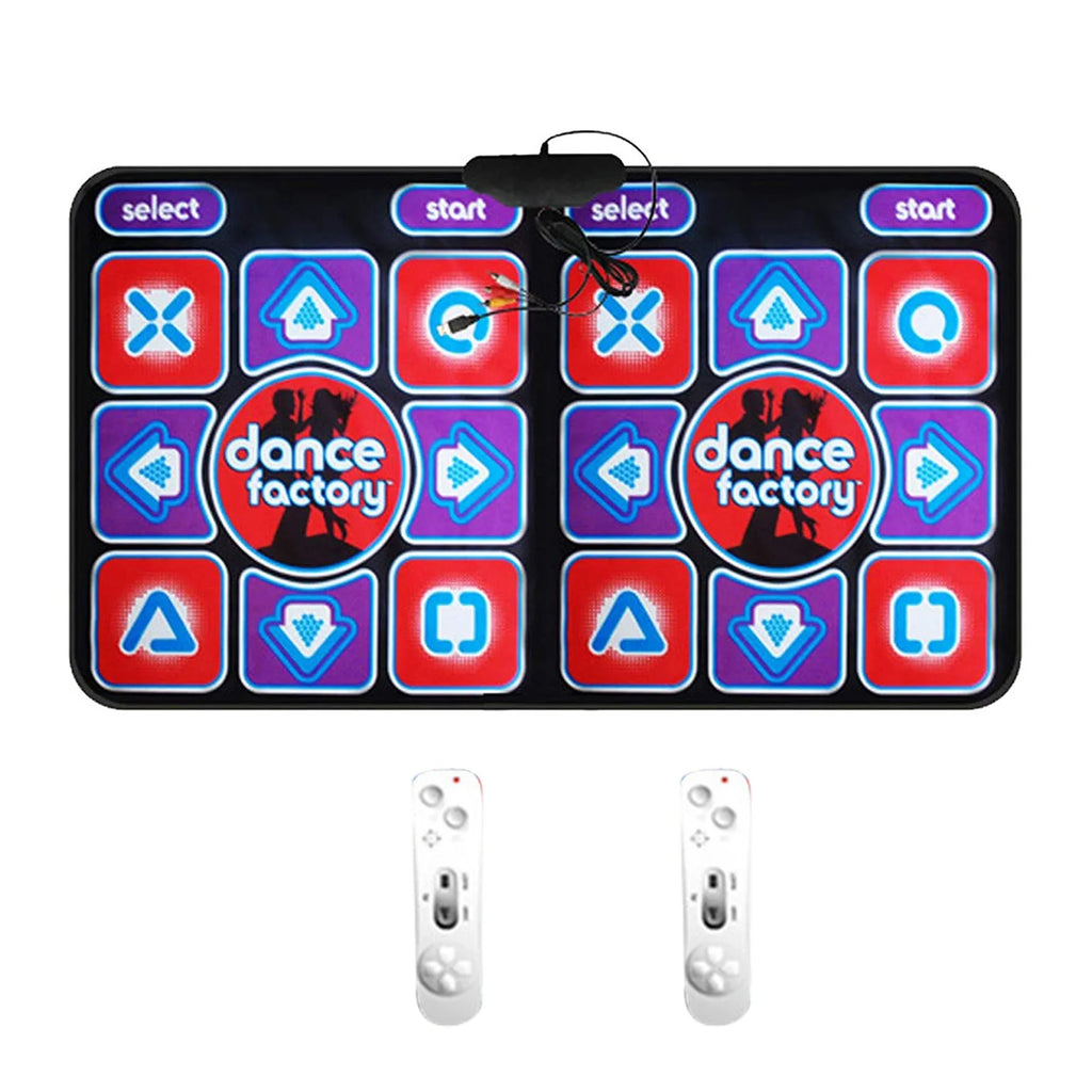 Double Dancing Mat for 2 Players – Wired Non-Slip Music Game Mat with 2 Controllers for PC & TV