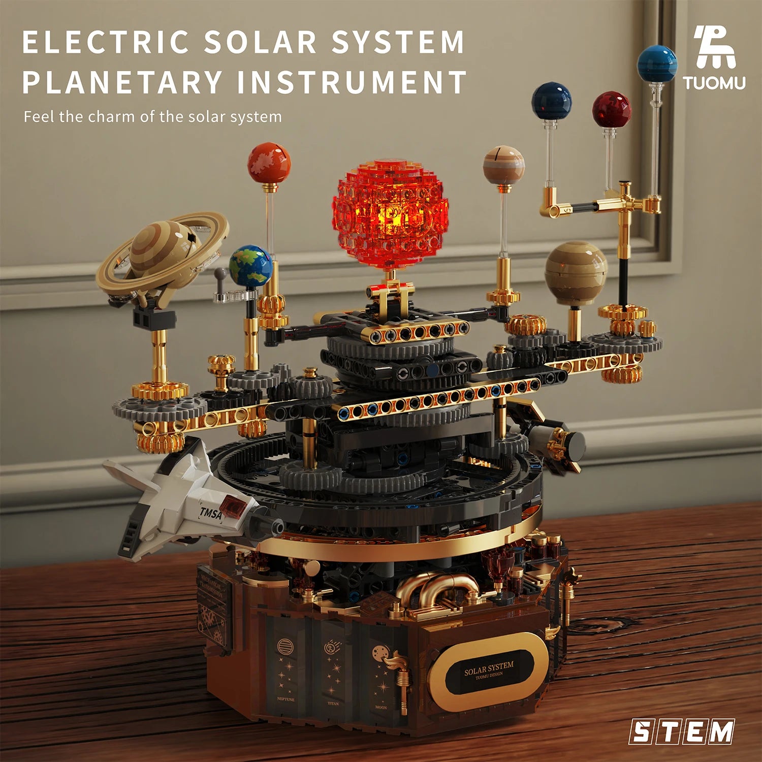 Electric Solar System STEM Building Blocks – Rotating Sun & Earth Space Science Model Toy