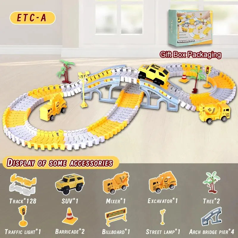 Kids Electric Engineering Track Car Set – Puzzle Train Play Toy