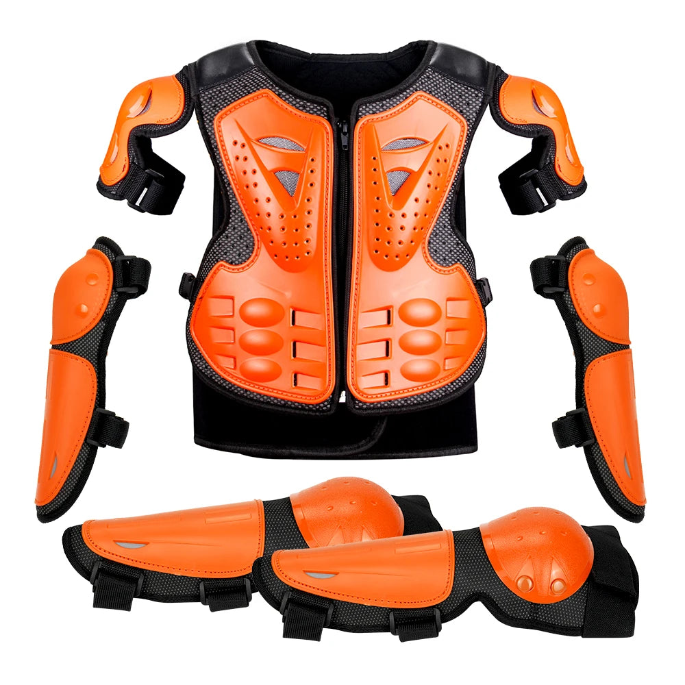Kids Motocross Motorcycle Protective Armor Set – Body Vest & Kneepads fo