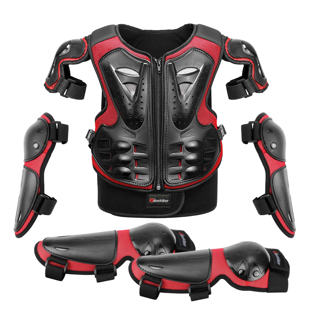 Kids Motocross Motorcycle Protective Armor Set – Body Vest & Kneepads fo