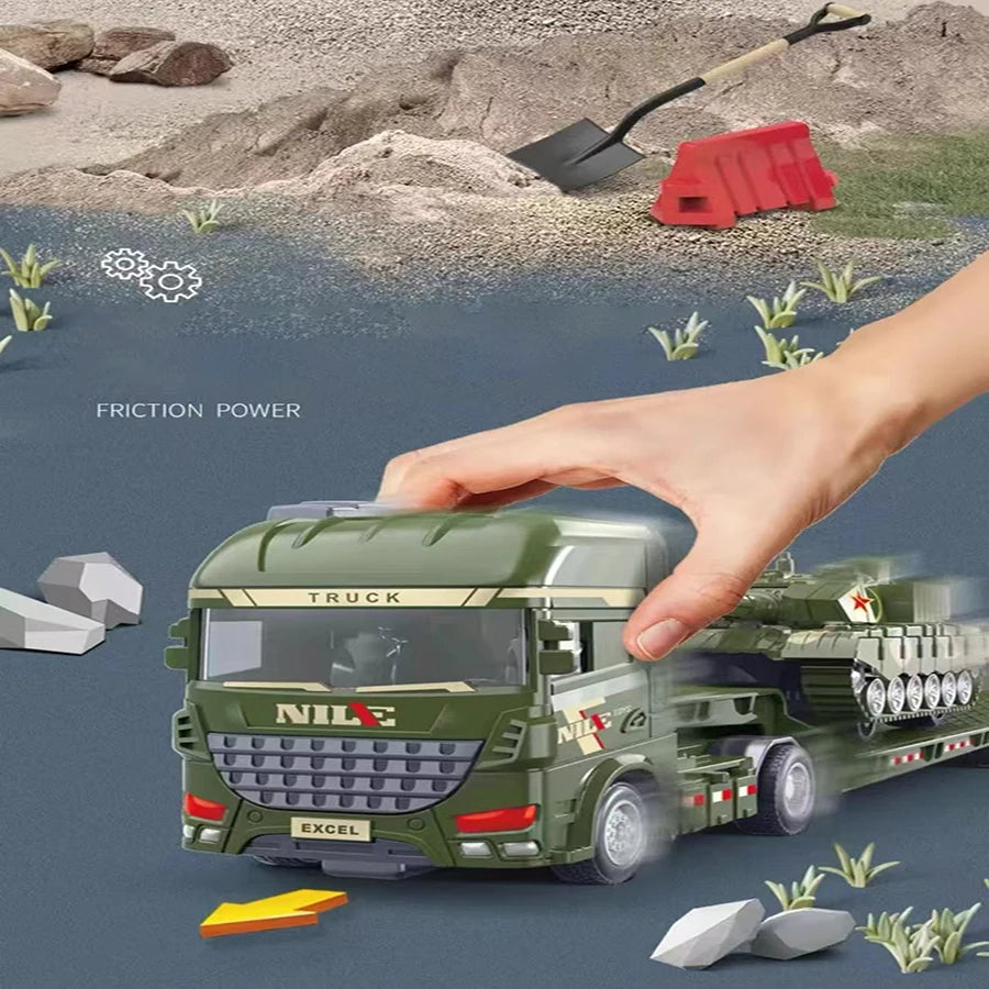 Inertial Excavator Transport Truck Toy – STEM Construction Vehicle Playset for Kids, Push & Go Battery-Free Engineering Car