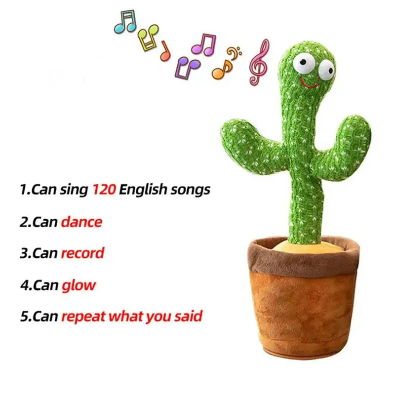 Dancing Talking Cactus Toy | Repeat Voice, Sing & Dance Plush Interactive Toy for Kids