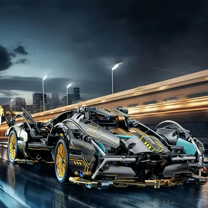 Green Racing Car Building Kit 1690 PCS | Collector Model, ABS Block Assembly, Display Desk Decor for Home & Office