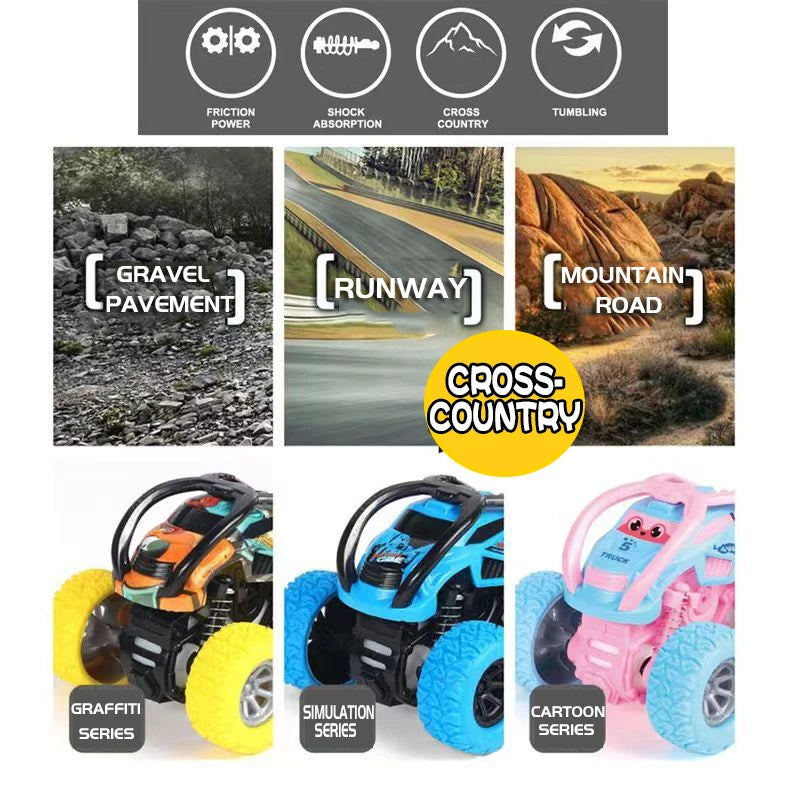 Inertial Off-Road 4WD Stunt Car – 360° Rotating Climbing Vehicle, Shockproof & Fall-Resistant Toy Truck for Kids