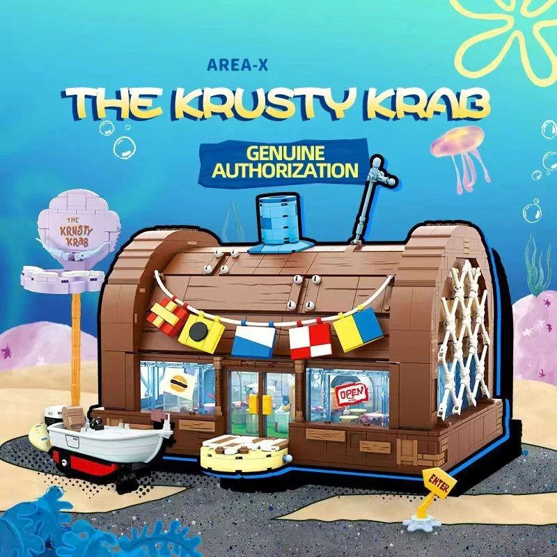 SpongeBob Krusty Krab Building Blocks – Creative Restaurant Scene Model Set for Kids