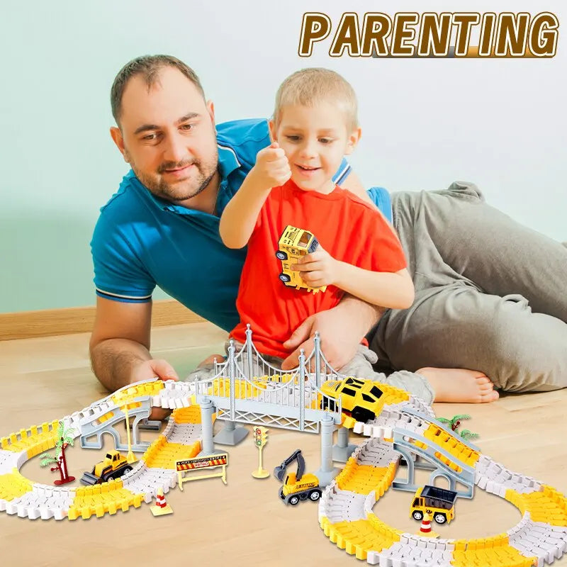 Kids Electric Engineering Track Car Set – Puzzle Train Play Toy