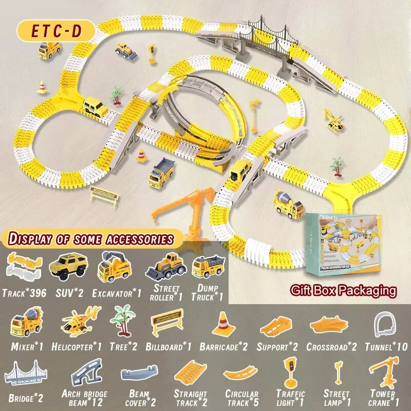 Kids Electric Engineering Track Car Set – Puzzle Train Play Toy