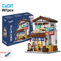 LED Japanese City Canteen Building Blocks – Architecture Street House Set with Figures