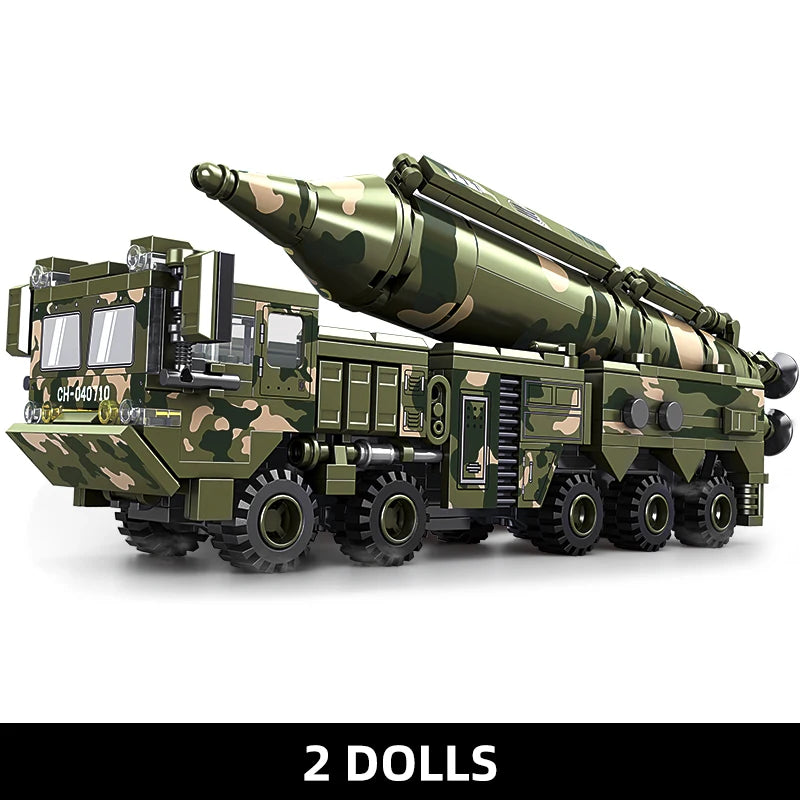 WWII Missile Launcher Military Truck Building Blocks – Vehicle Model Toy for Kids